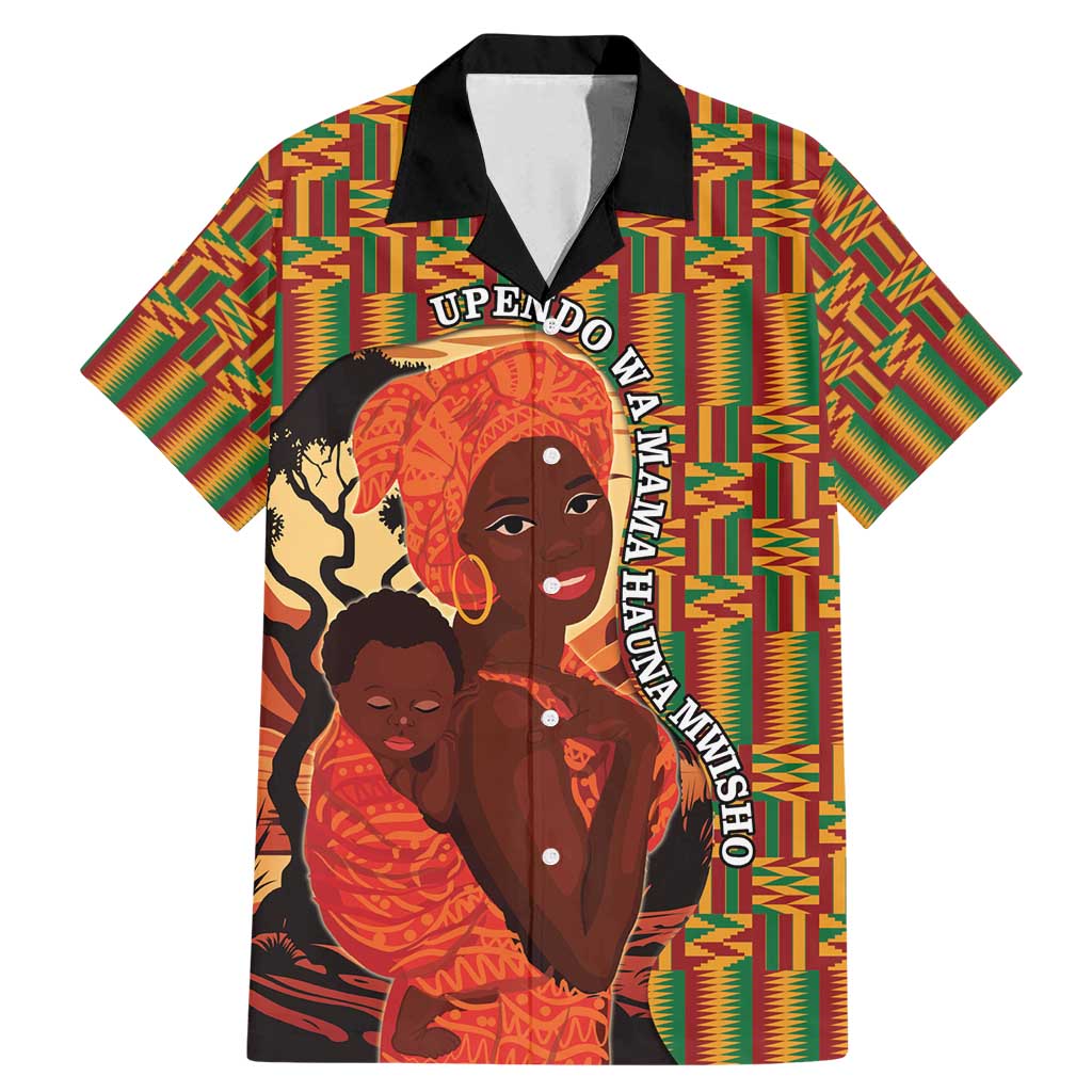 African-American Mother's Day Family Matching Mermaid Dress and Hawaiian Shirt Black Mom And Son Kente Pattern