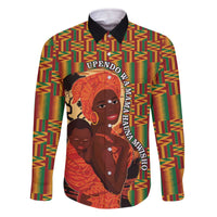 African-American Mother's Day Family Matching Off The Shoulder Long Sleeve Dress and Hawaiian Shirt Black Mom And Son Kente Pattern