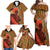 African-American Mother's Day Family Matching Off Shoulder Maxi Dress and Hawaiian Shirt Black Mom And Son Kente Pattern