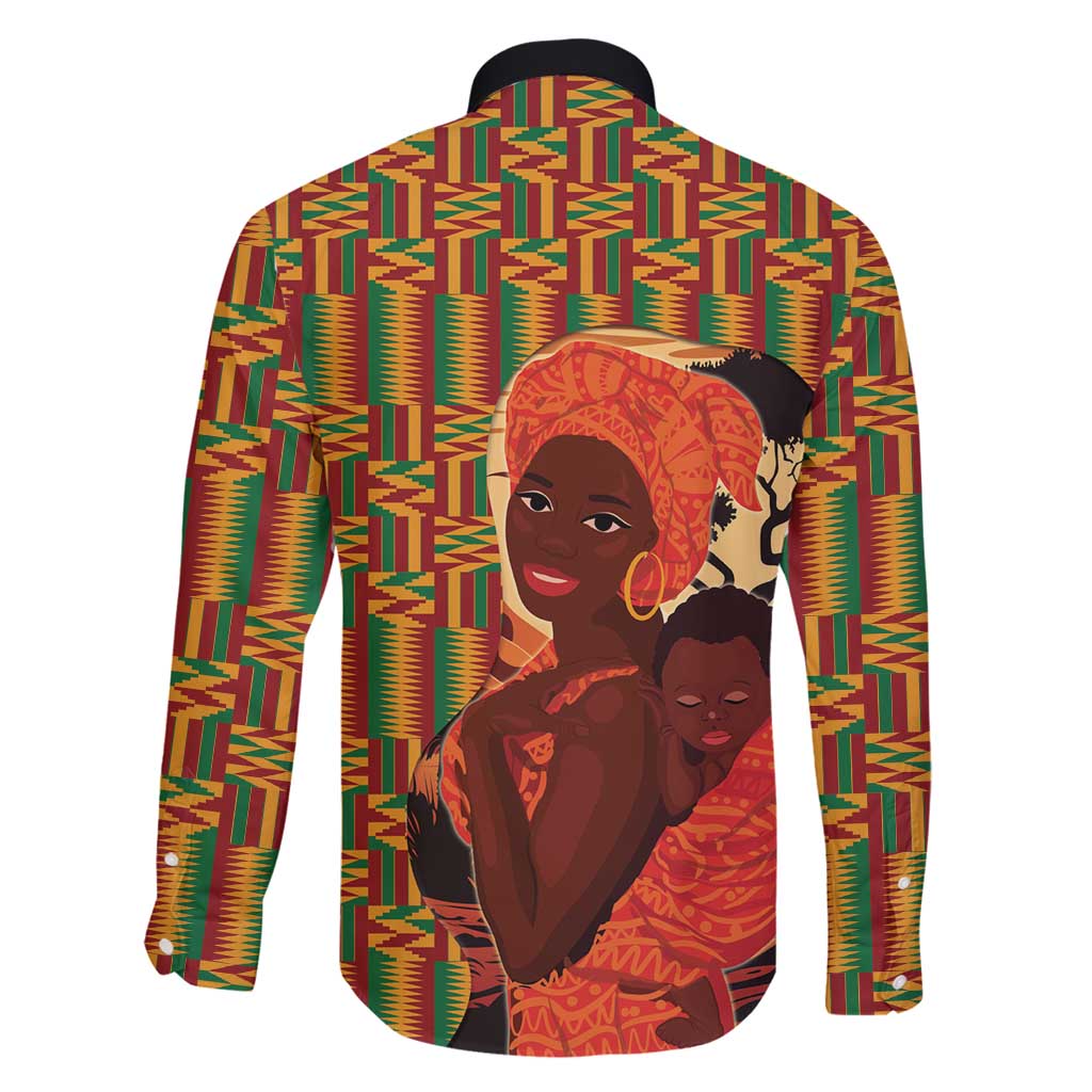 African-American Mother's Day Family Matching Off Shoulder Maxi Dress and Hawaiian Shirt Black Mom And Son Kente Pattern