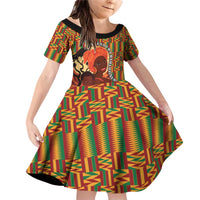African-American Mother's Day Family Matching Off Shoulder Short Dress and Hawaiian Shirt Black Mom And Son Kente Pattern