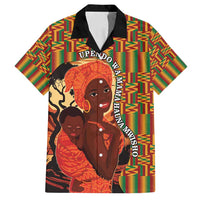 African-American Mother's Day Family Matching Off Shoulder Short Dress and Hawaiian Shirt Black Mom And Son Kente Pattern