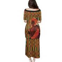 African-American Mother's Day Family Matching Puletasi and Hawaiian Shirt Black Mom And Son Kente Pattern