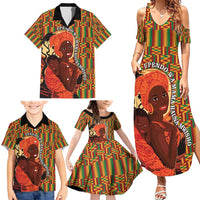 African-American Mother's Day Family Matching Summer Maxi Dress and Hawaiian Shirt Black Mom And Son Kente Pattern