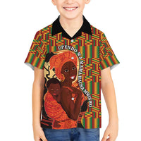 African-American Mother's Day Family Matching Summer Maxi Dress and Hawaiian Shirt Black Mom And Son Kente Pattern