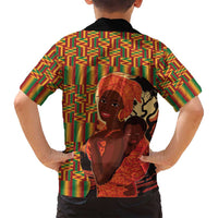 African-American Mother's Day Family Matching Tank Maxi Dress and Hawaiian Shirt Black Mom And Son Kente Pattern