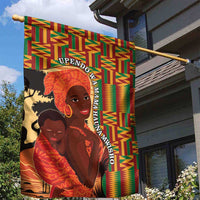 African-American Mother's Day Garden Flag Black Mom And Son Kente Pattern
