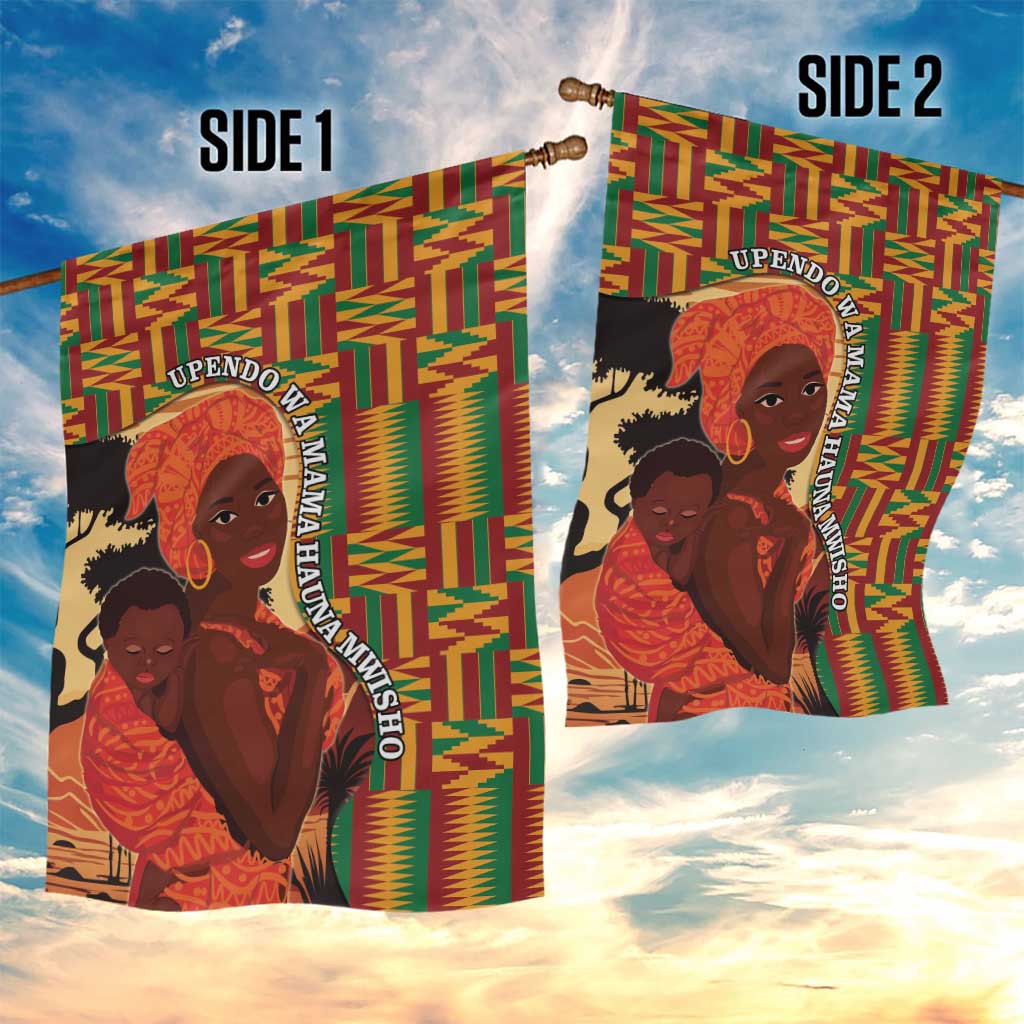 African-American Mother's Day Garden Flag Black Mom And Son Kente Pattern