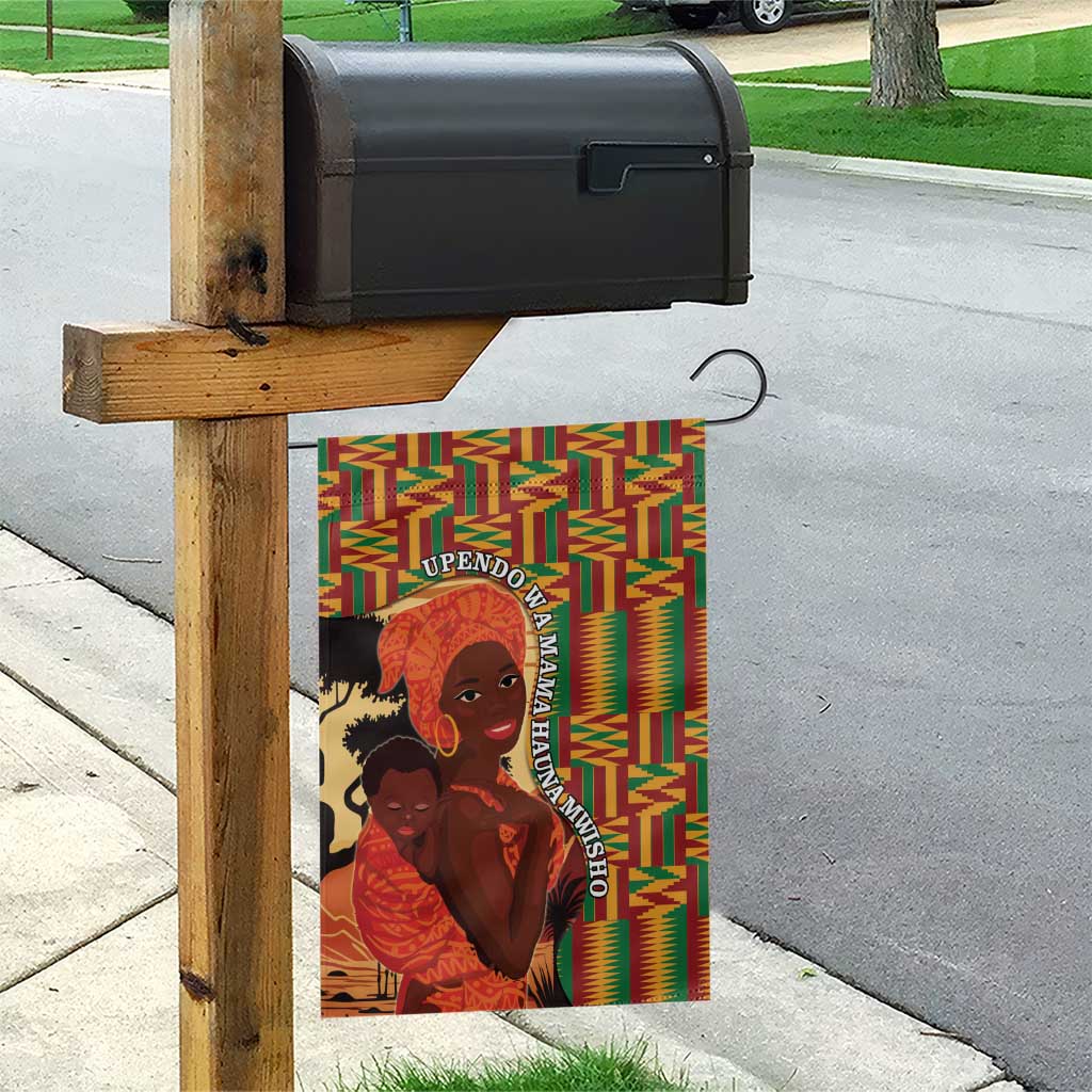 African-American Mother's Day Garden Flag Black Mom And Son Kente Pattern