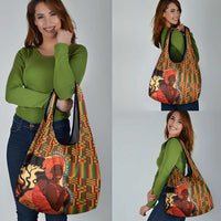 African-American Mother's Day Grocery Bag Black Mom And Son Kente Pattern