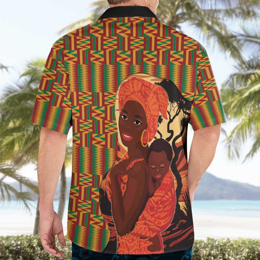 African-American Mother's Day Hawaiian Shirt Black Mom And Son Kente Pattern