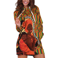 African-American Mother's Day Hoodie Dress Black Mom And Son Kente Pattern