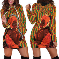 African-American Mother's Day Hoodie Dress Black Mom And Son Kente Pattern