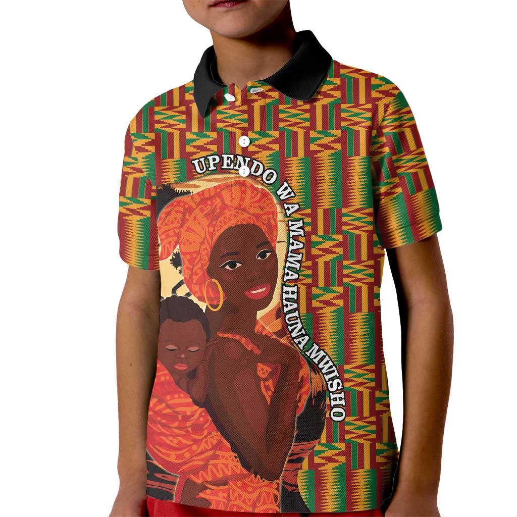 African-American Mother's Day Kid Polo Shirt Black Mom And Son Kente Pattern