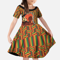 African-American Mother's Day Kid Short Sleeve Dress Black Mom And Son Kente Pattern