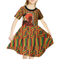 African-American Mother's Day Kid Short Sleeve Dress Black Mom And Son Kente Pattern