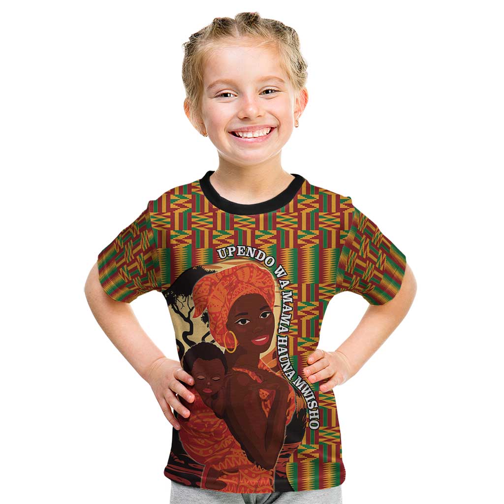 African-American Mother's Day Kid T Shirt Black Mom And Son Kente Pattern