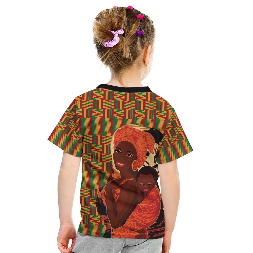 African-American Mother's Day Kid T Shirt Black Mom And Son Kente Pattern