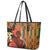 African-American Mother's Day Leather Tote Bag Black Mom And Son Kente Pattern
