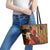 African-American Mother's Day Leather Tote Bag Black Mom And Son Kente Pattern