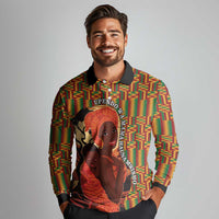 African-American Mother's Day Long Sleeve Polo Shirt Black Mom And Son Kente Pattern