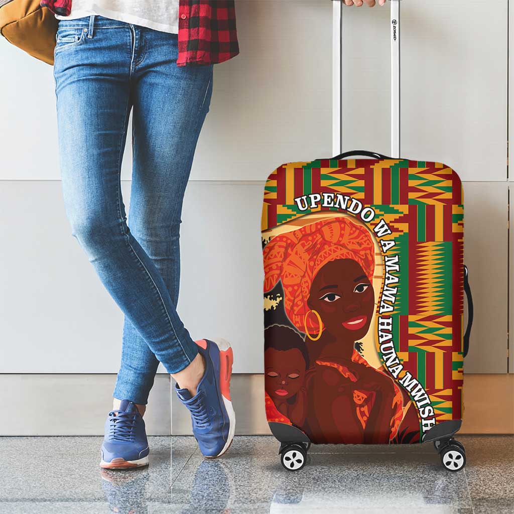 African-American Mother's Day Luggage Cover Black Mom And Son Kente Pattern