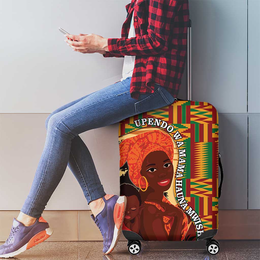 African-American Mother's Day Luggage Cover Black Mom And Son Kente Pattern