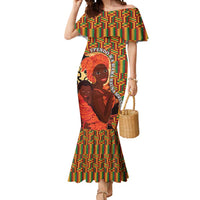African-American Mother's Day Mermaid Dress Black Mom And Son Kente Pattern