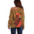 African-American Mother's Day Off Shoulder Sweater Black Mom And Son Kente Pattern