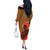 African-American Mother's Day Off The Shoulder Long Sleeve Dress Black Mom And Son Kente Pattern