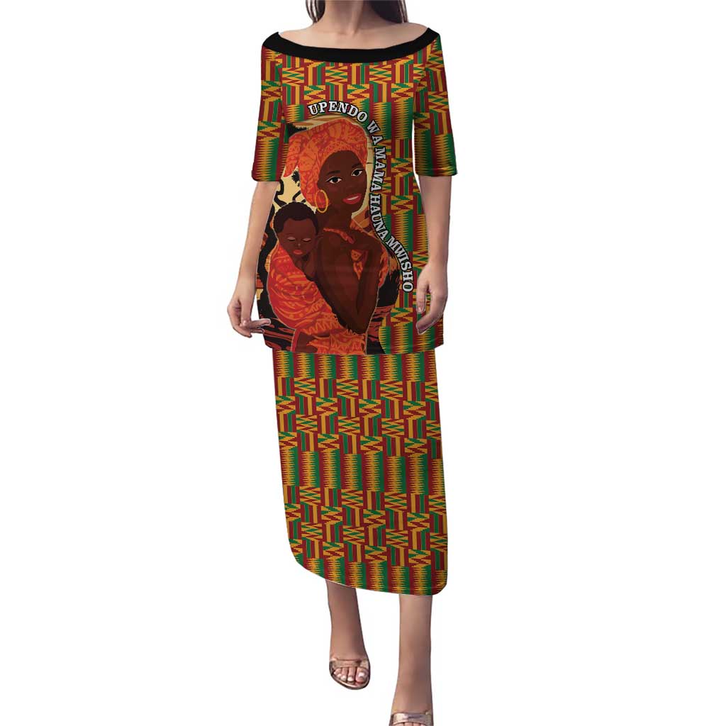 African-American Mother's Day Puletasi Black Mom And Son Kente Pattern