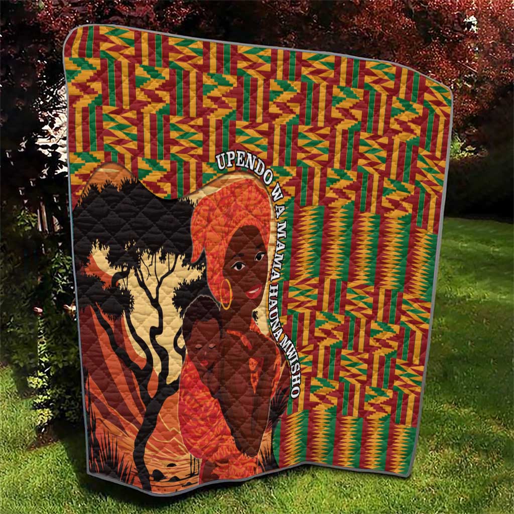 African-American Mother's Day Quilt Black Mom And Son Kente Pattern