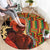 African-American Mother's Day Round Carpet Black Mom And Son Kente Pattern