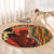 African-American Mother's Day Round Carpet Black Mom And Son Kente Pattern