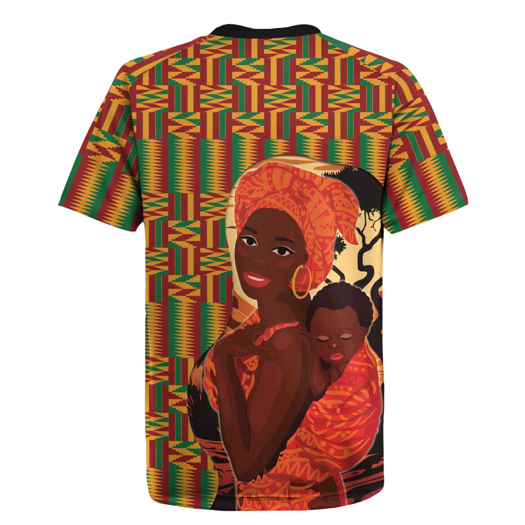 African-American Mother's Day Rugby Jersey Black Mom And Son Kente Pattern