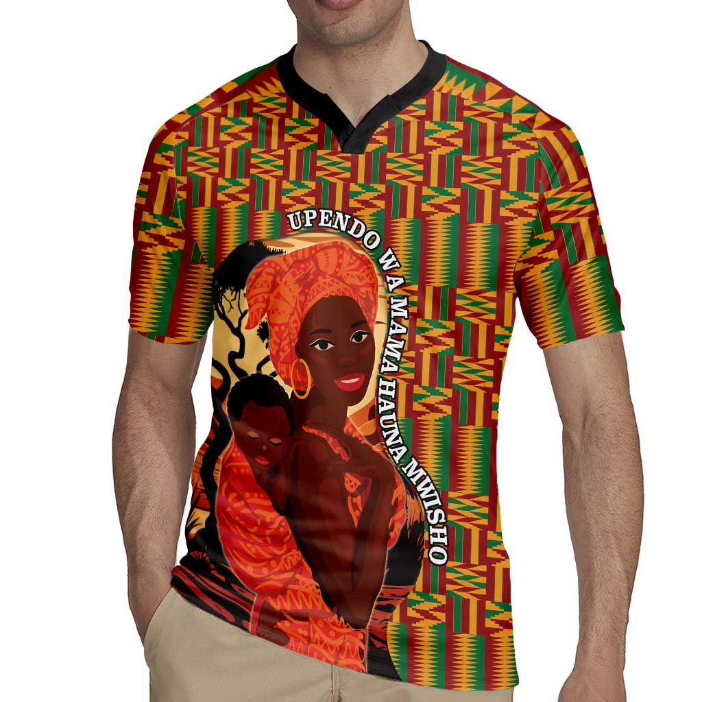 African-American Mother's Day Rugby Jersey Black Mom And Son Kente Pattern