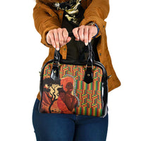 African-American Mother's Day Shoulder Handbag Black Mom And Son Kente Pattern