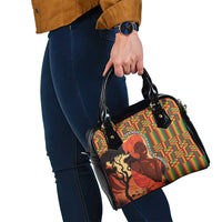 African-American Mother's Day Shoulder Handbag Black Mom And Son Kente Pattern