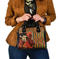 African-American Mother's Day Shoulder Handbag Black Mom And Son Kente Pattern