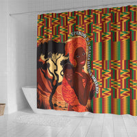 African-American Mother's Day Shower Curtain Black Mom And Son Kente Pattern