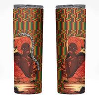 African-American Mother's Day Skinny Tumbler Black Mom And Son Kente Pattern