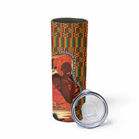 African-American Mother's Day Skinny Tumbler Black Mom And Son Kente Pattern