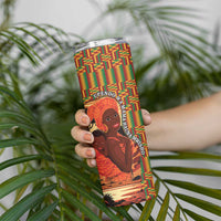 African-American Mother's Day Skinny Tumbler Black Mom And Son Kente Pattern