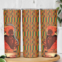 African-American Mother's Day Skinny Tumbler Black Mom And Son Kente Pattern