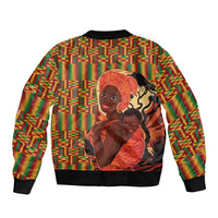 African-American Mother's Day Sleeve Zip Bomber Jacket Black Mom And Son Kente Pattern
