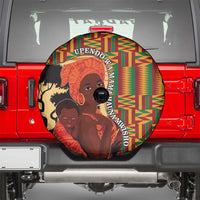 African-American Mother's Day Spare Tire Cover Black Mom And Son Kente Pattern