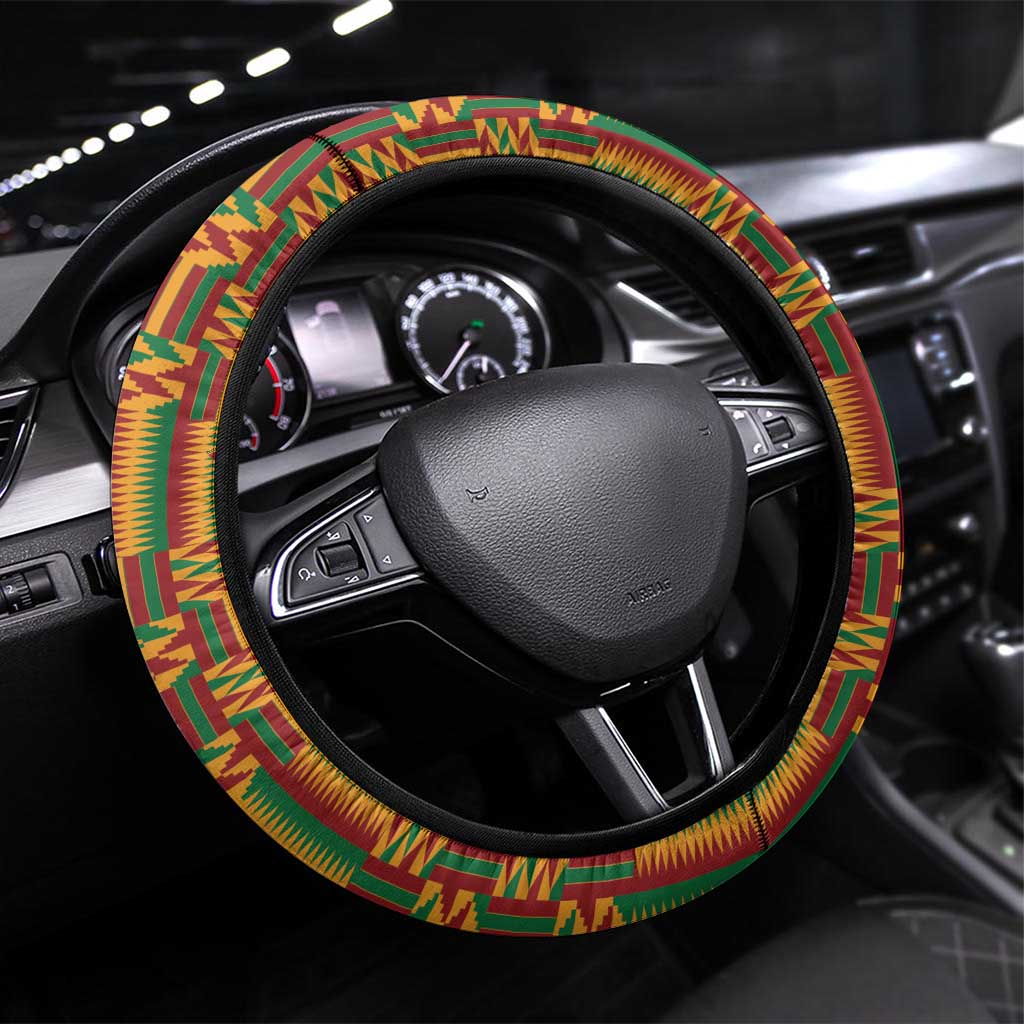 African-American Mother's Day Steering Wheel Cover Black Mom And Son Kente Pattern