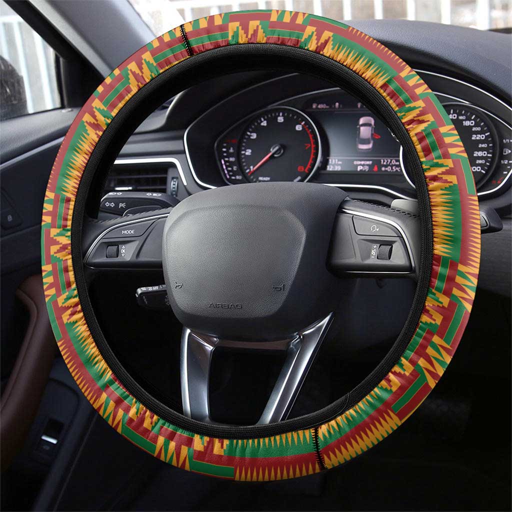 African-American Mother's Day Steering Wheel Cover Black Mom And Son Kente Pattern