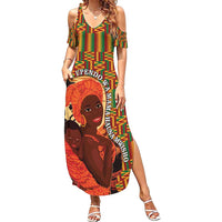 African-American Mother's Day Summer Maxi Dress Black Mom And Son Kente Pattern
