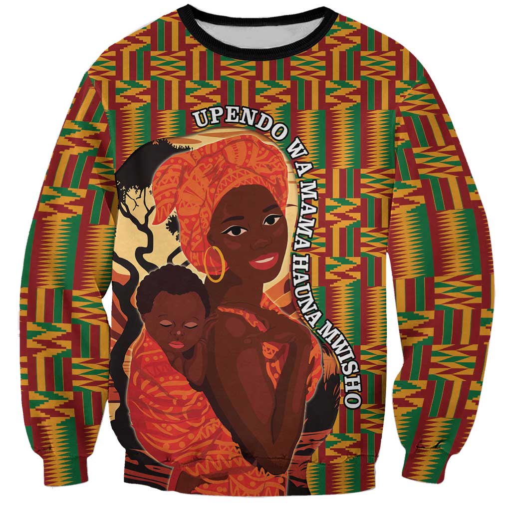 African-American Mother's Day Sweatshirt Black Mom And Son Kente Pattern